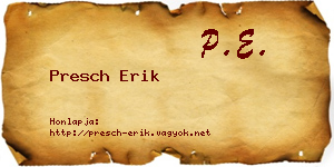Presch Erik névjegykártya